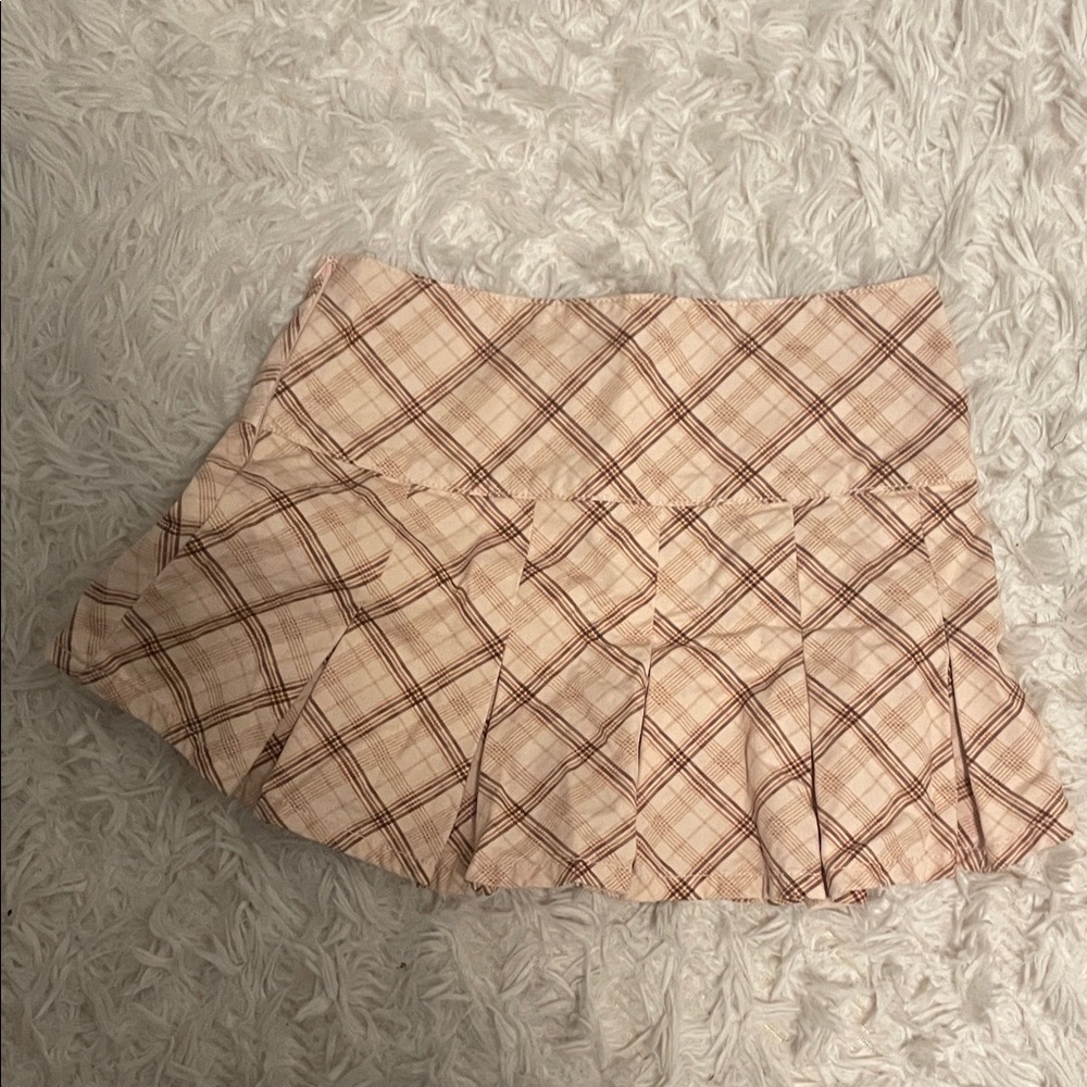 Forever 21 Tan Plaid Mini Skirt